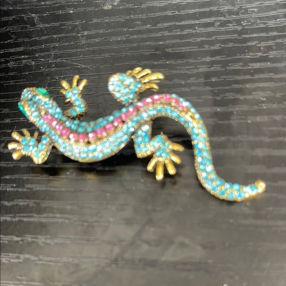 Colorful Rhinestone Lizard Brooch pendant
